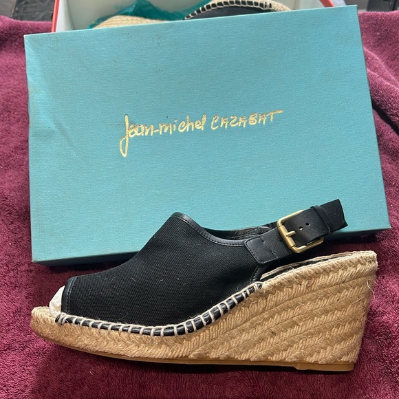 JEAN-MICHEL CAZABAT Women's Mariela Wedge Espadrille-black fabric/leather - Picture 1 of 4